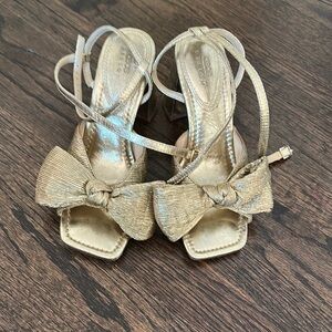 ASOS Gold Strappy Heels with Bow